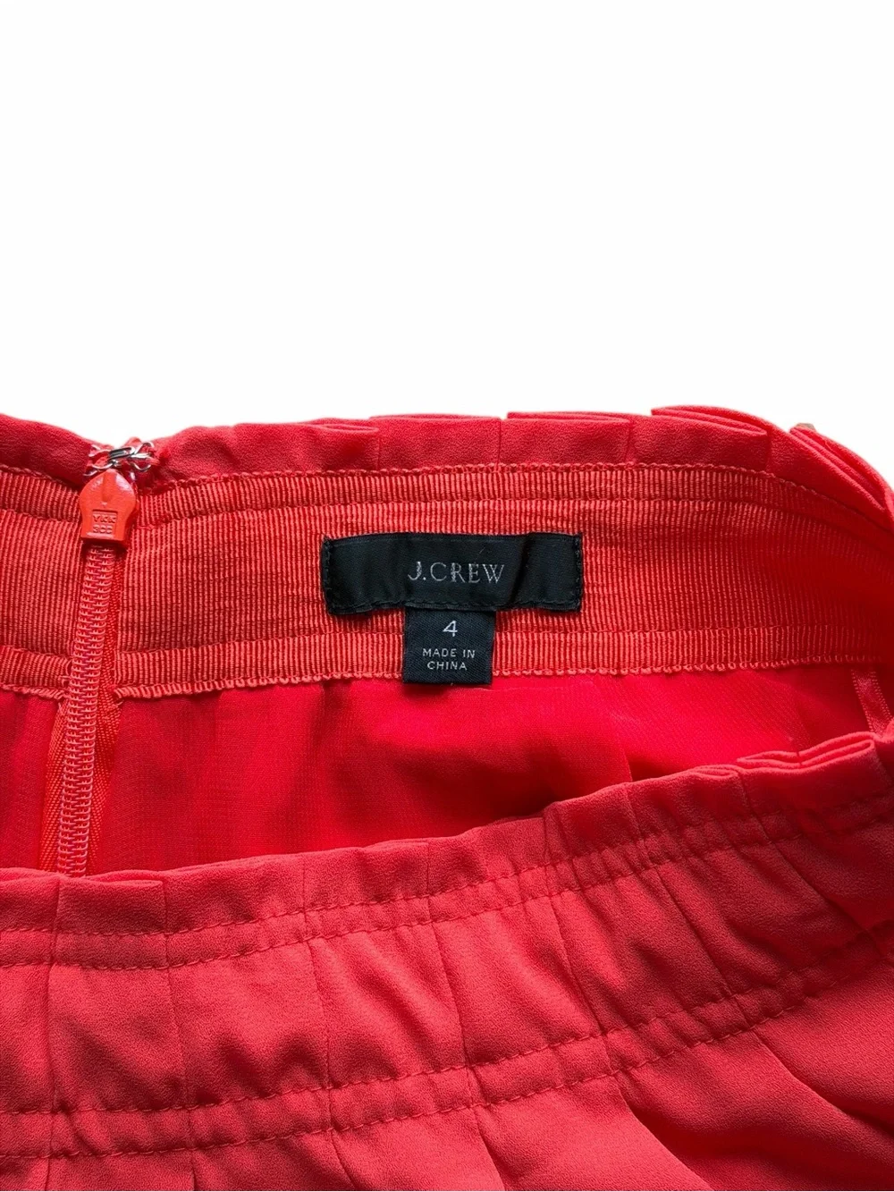 J.Crew Pleated Midi Skirt Women Size 4 Red Orange Flowy Lined Preppy Coastal